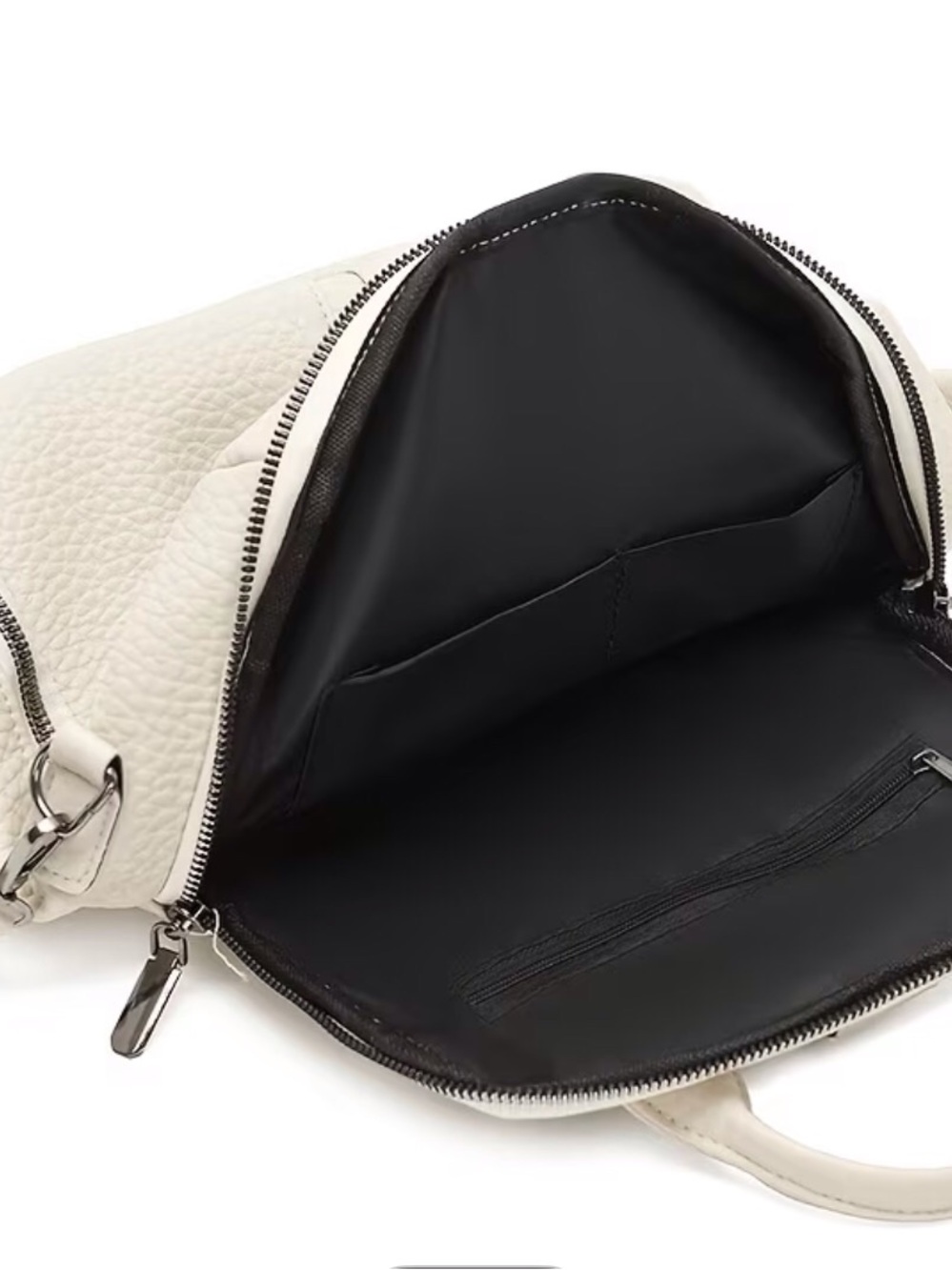 Creamy-White Women's Leather Backpack Purse - Picture 4 of 8
